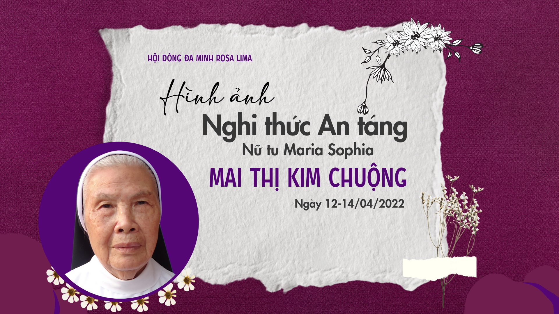 Hình ảnh các nghi thức an táng nữ tu Maria  Sophia Mai Thị Kim Chuộng
