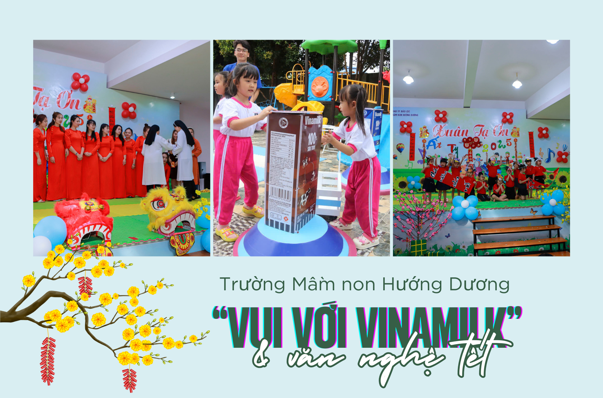 Trường MN Hướng Dương đón xuân với chương trình ""Vui với sữa Vinamilk và văn nghệ"